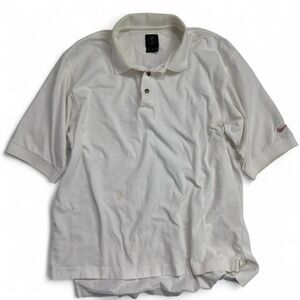 Nike Golf Polo Shirt Men's Medium White Embroidered Pink Swoosh Made in Peru